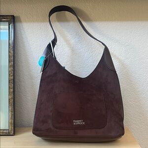 Chocolate Brown Suede Shoulder Bag